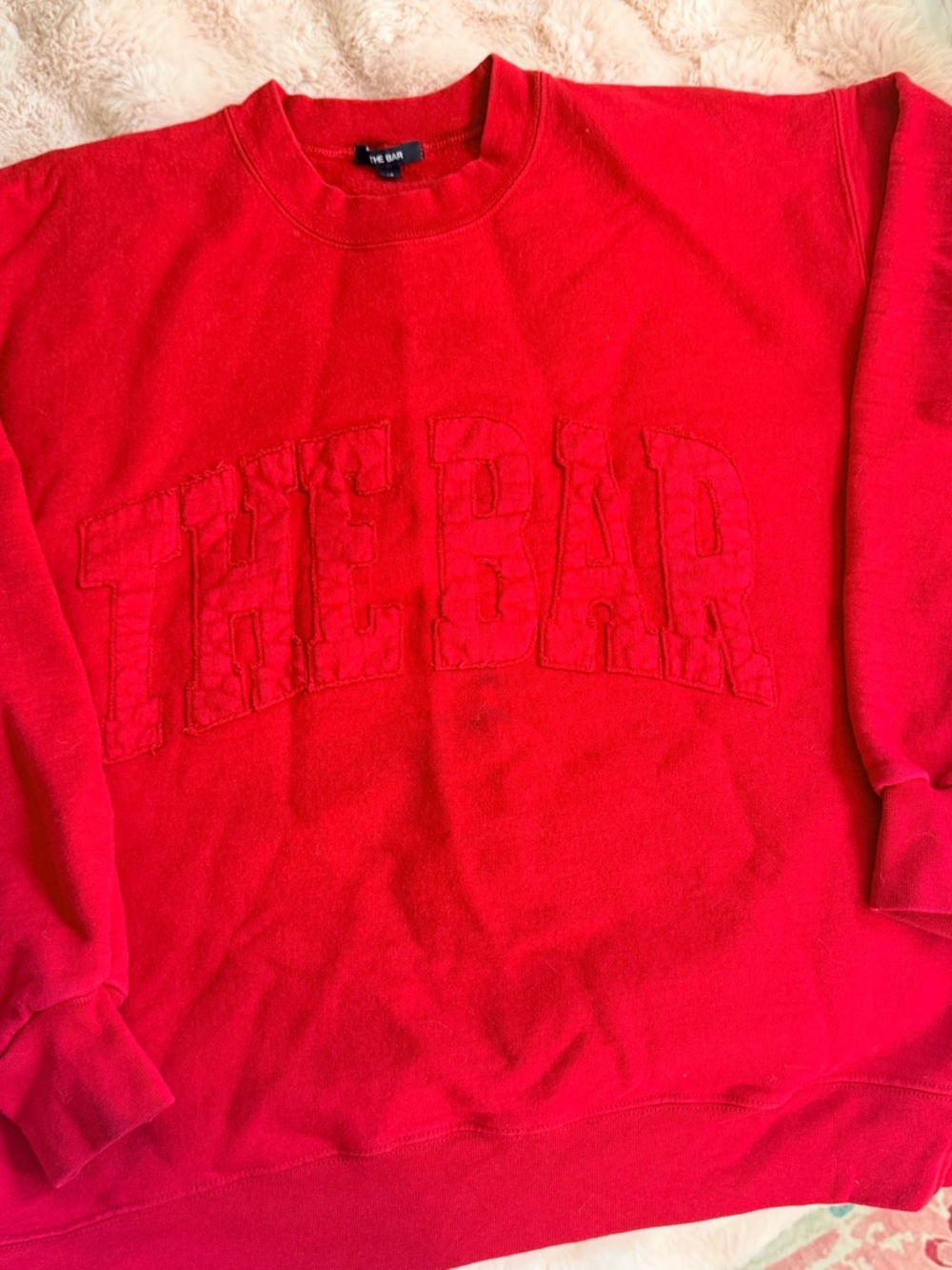 The Bar Red Embroidered Crewneck Sweatshirt